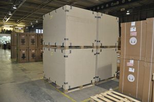 Expendable export crates - single use shipping crates packed with office equipment