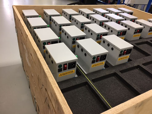 Statis generator units - customised foam tray support - ISPM15 export crate